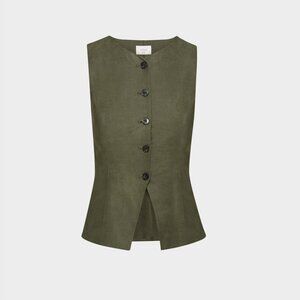 Wilfred CruiseLinen Regal Vest, Dark Olive, Size 8